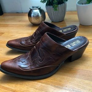 Rockin Leather Cowboy Mule Slides Handmade Sz 8